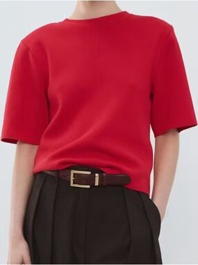 Mango Vibrant Red Short-Sleeve Knit Top SHORT-SLEEVED KNITTED SWEATER 5841